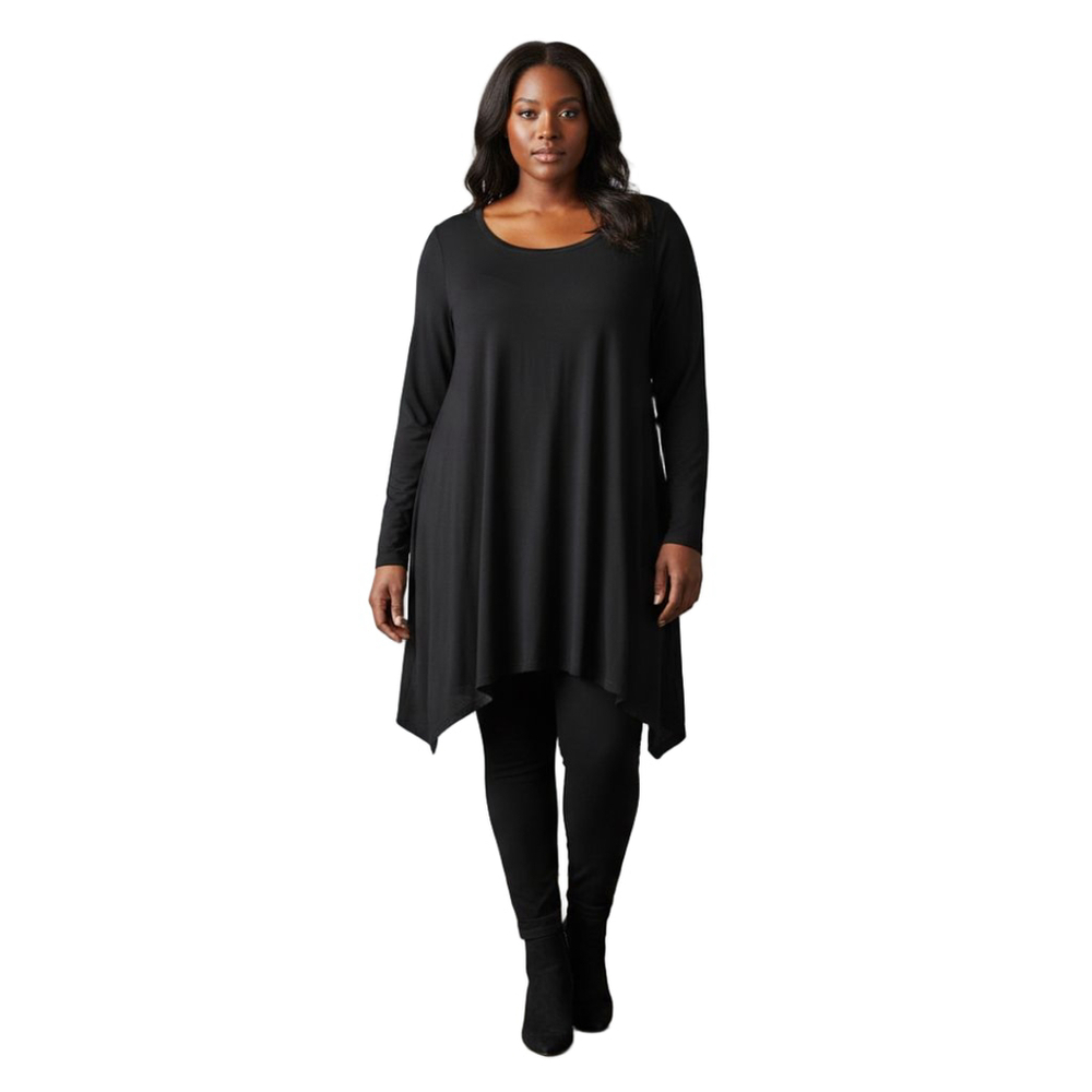 Emerald Black Long Sleeve Tunic Top 3X